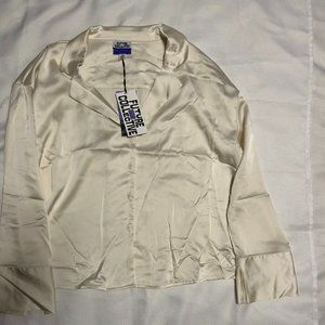 Future Collective Kahlana Barfield Brown Target Long Sleeve Satin Blouse